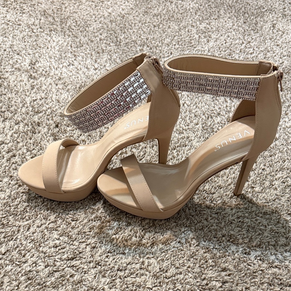 VENUS Nude and Rinestone Heeled Sandals
